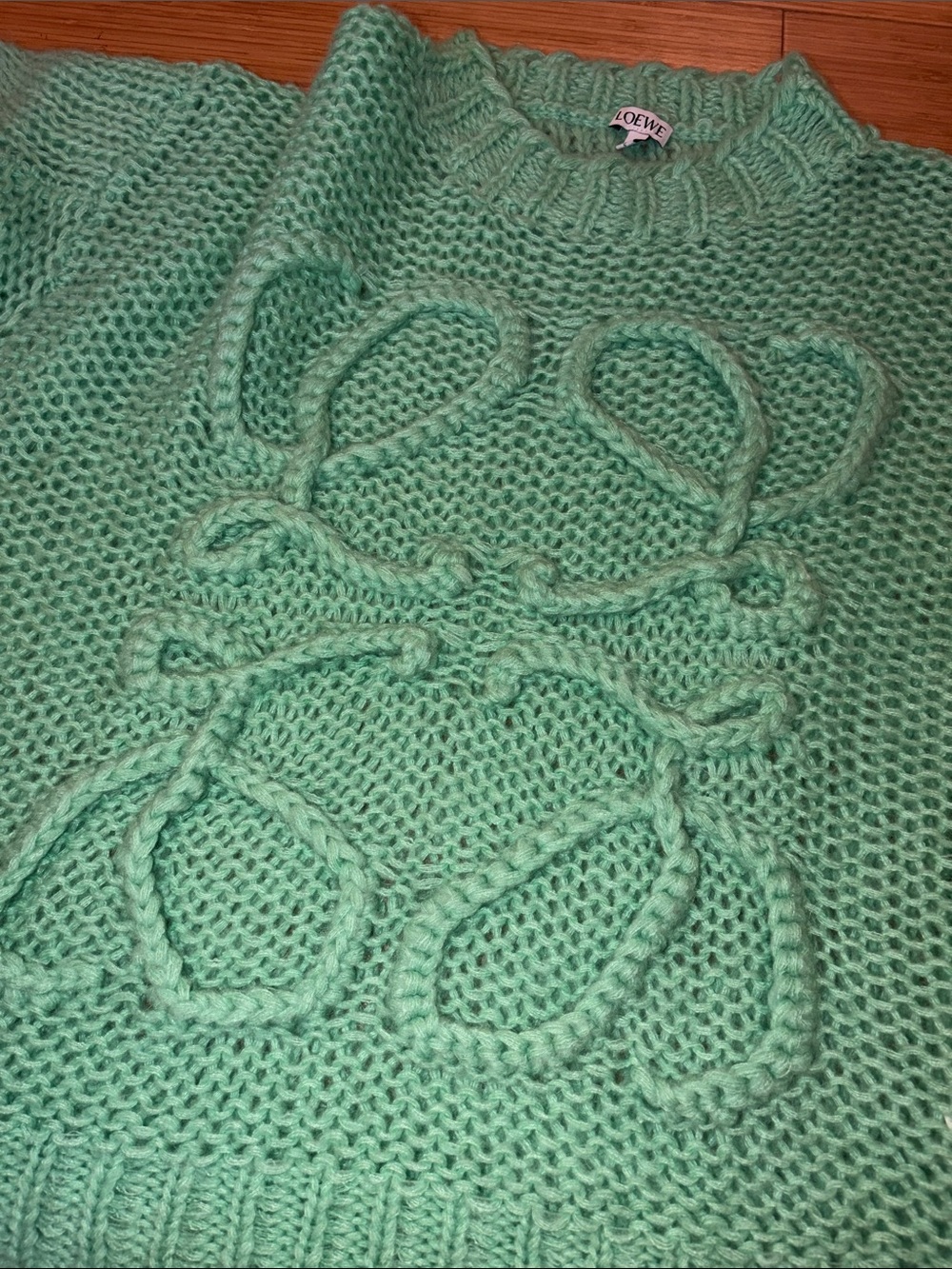 Loewe Seafoam Cable-Loop Crewneck Sweater - Picture 3 of 8
